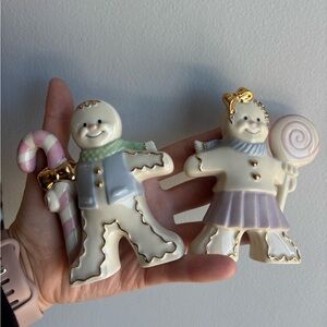 Lenox Gingerbread Boy and Girl salt and pepper shaker set.